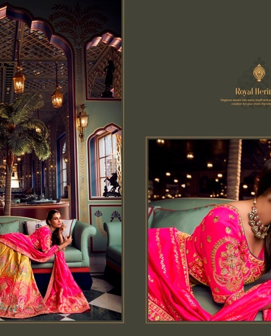 10383 - Banarasi A Line Lehenga Choli in Multi Colour Enhanced with Embroidered